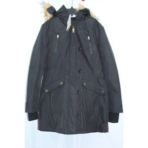 NWT $200 Jessica SImpson Snorkel Anorak Faux Fur Trim Parka Jacket size L Black